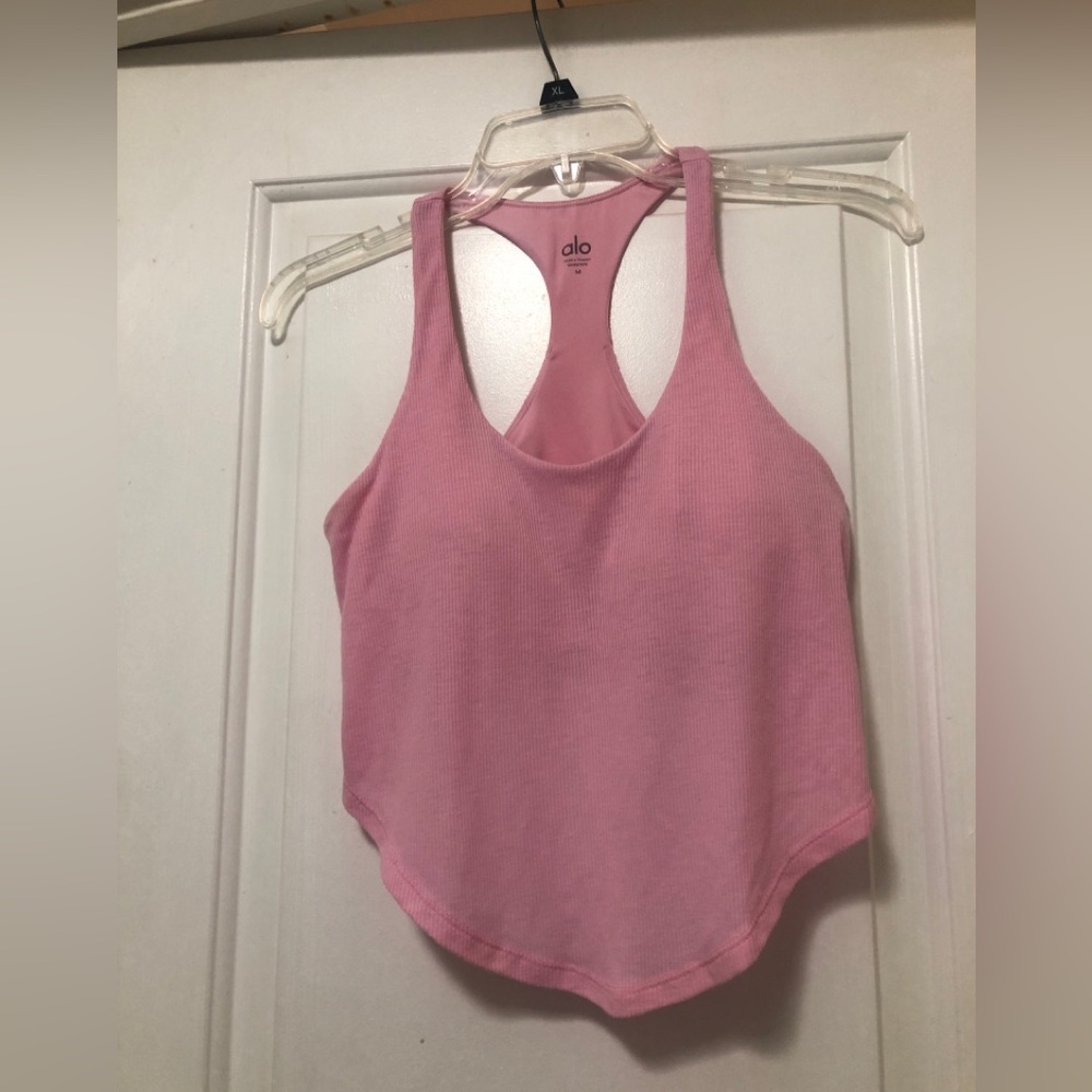 ALO Yoga Pink Ribbed Racerback Tank size M - Picture 3 of 6